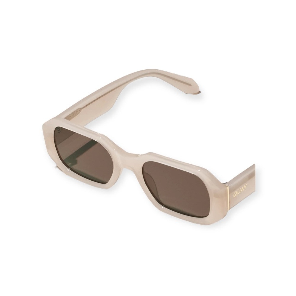 QUAY Hyped Up Sunglasses Bone Frame Brown Lens Retro Unisex NWT - Picture 5 of 8